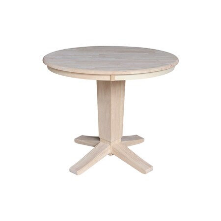 International Concepts 36 in. Solid Wood Round Top Pedestal Dining Table - 29.9 in. High, Unfinished K-36RT-23B